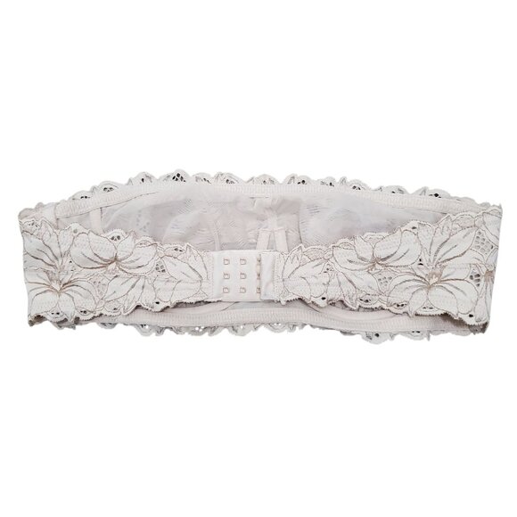 Aerie Strapless Beige Cream Eyelet Lace Underwire Bandeau Bra Size 38B - Picture 5 of 5